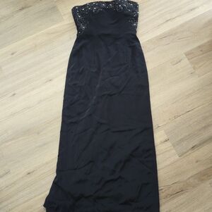 JVN by Jovani Black Strapless Evening Gown with Beaded Bodice